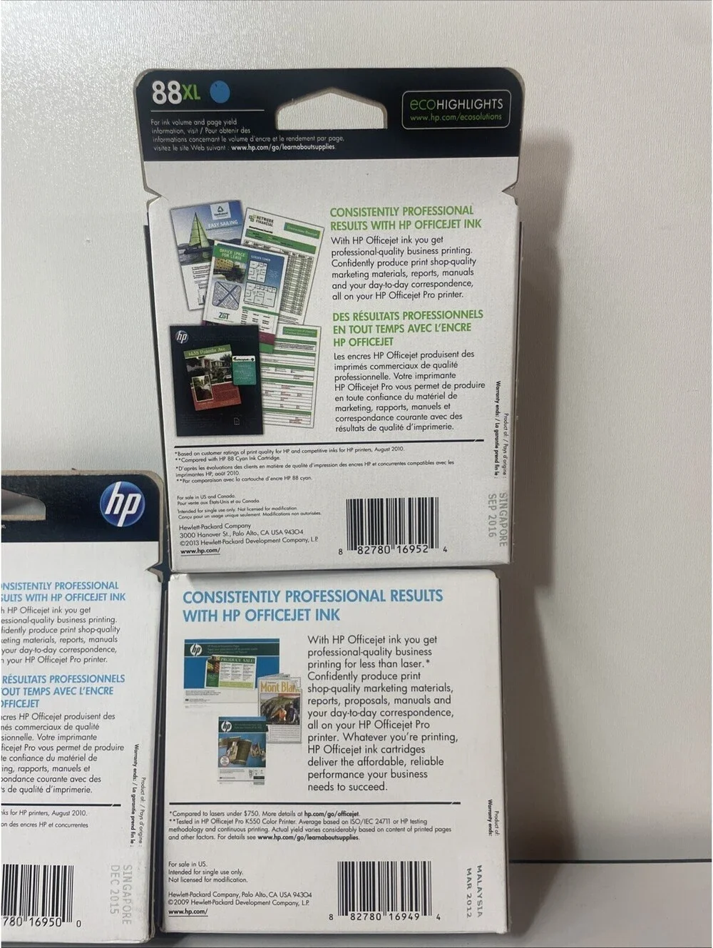 4pk New Genuine Officejet Pro K5400 K550 HP 88 Color Ink Cartridges Exp 2015